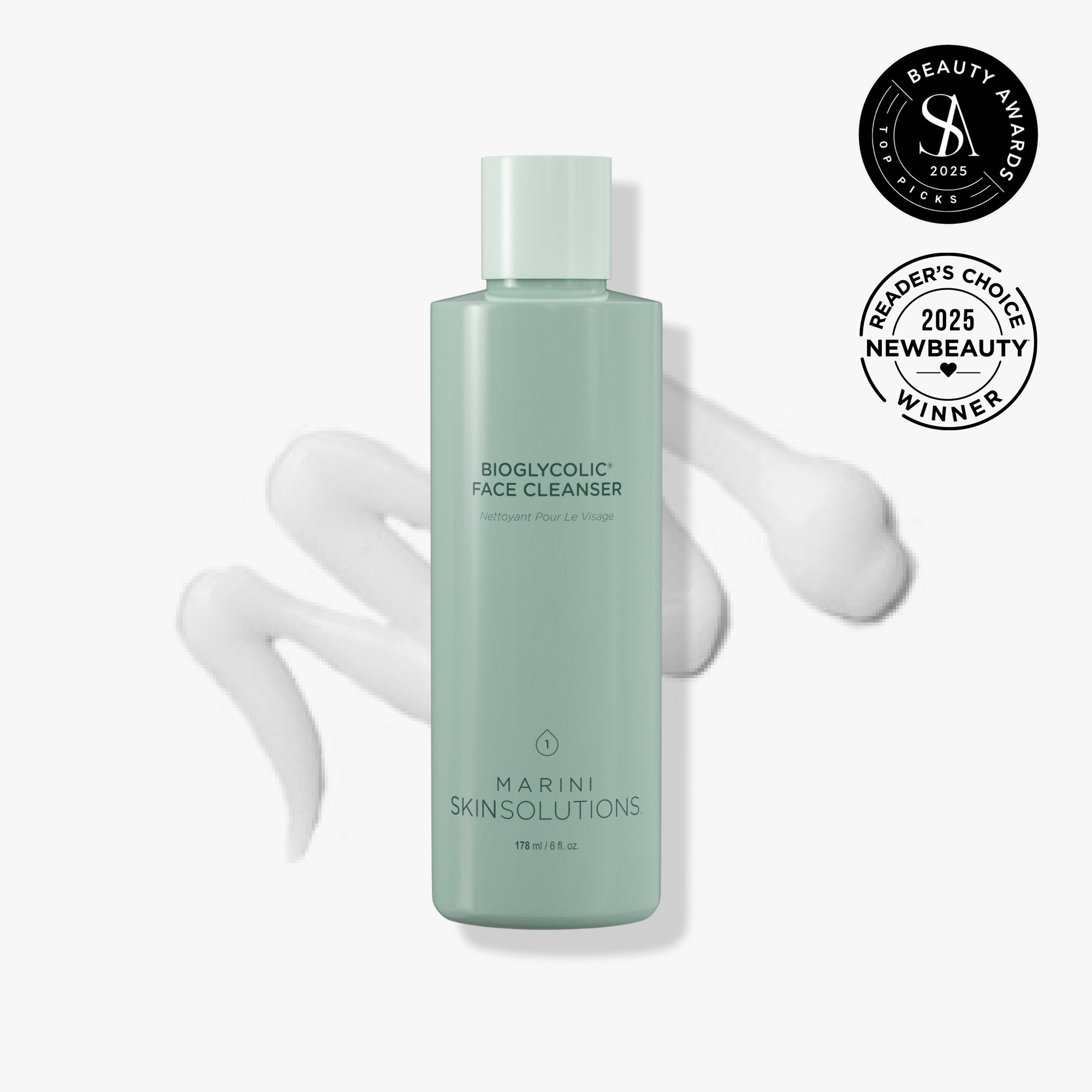 Bioglycolic Face Cleanser awarded best exfoliating cleanser by NewBeauty magazine - Resurface texture and exfoliate pores - Marini SkinSolutions
